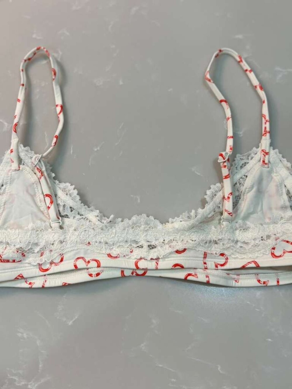 🎀SKIMS Fits Everybody Lace Scoop Bralette | Candy Heart Print |  S | NWOT ❤️✨ - Picture 3 of 5